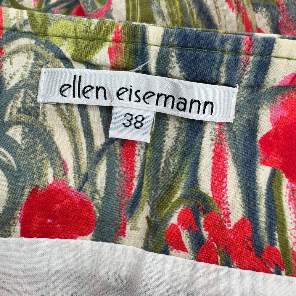 Ellen Eisemann Skirt Womens 6 Eu 38 (28x24 Actual) Floral Cotton Lined Pleated View 2